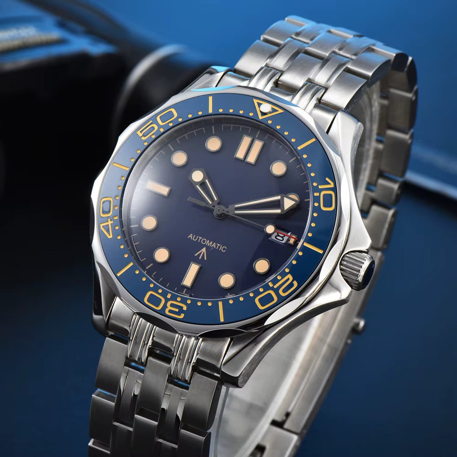 PARNSRPE Analoguhr, Edelstahl, Keramiklünette, 41 mm, Herren, Blau - Bild 3