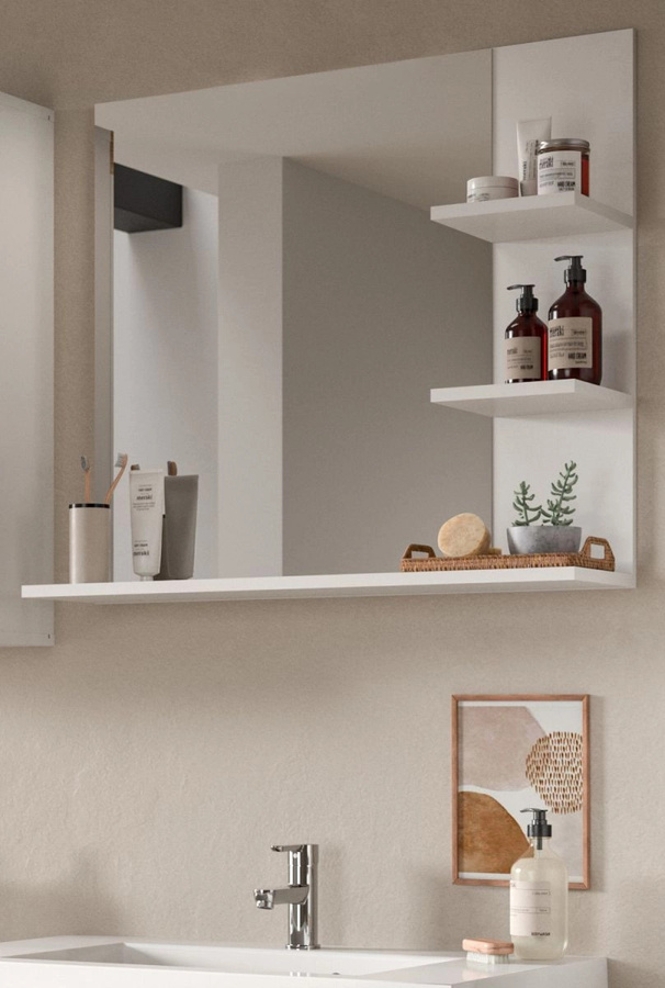 Badezimmer Spiegel mit Regal von Inn.Furn in Weiß, B/H/T: 80 x 70 x 20 cm - Bild 1
