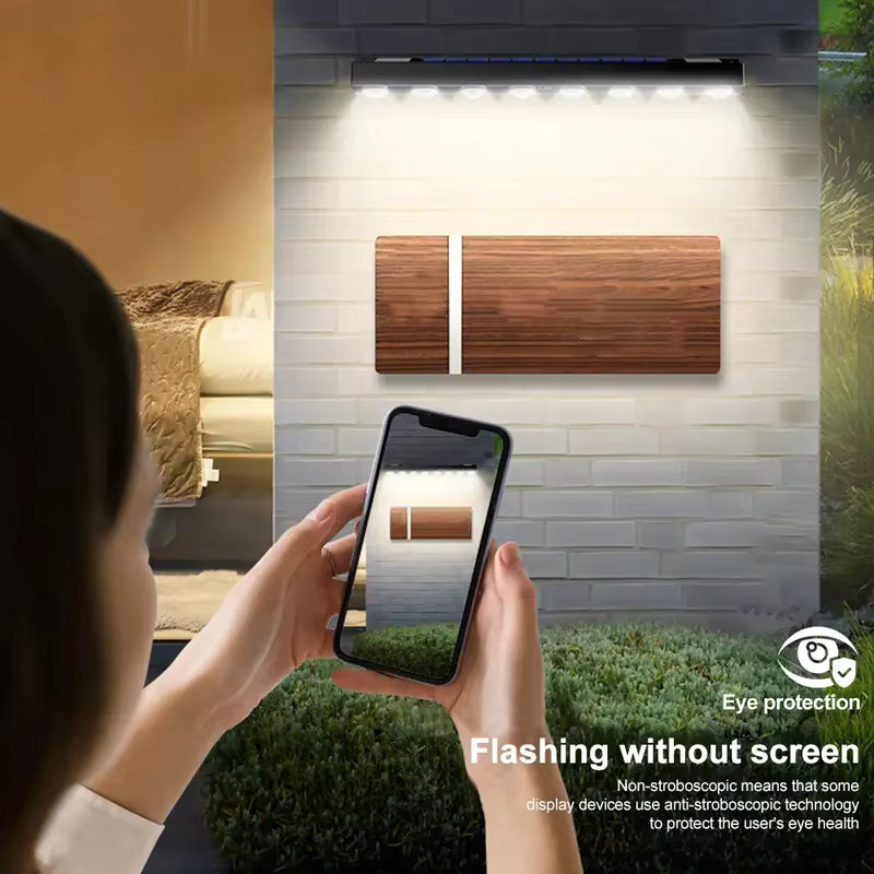 ZTree Solar-LED-Wandleuchte für den Außenbereich in Schwarz mit warmweißem Licht und wasserdichtem Design für Garten und Terrasse - Bild 3