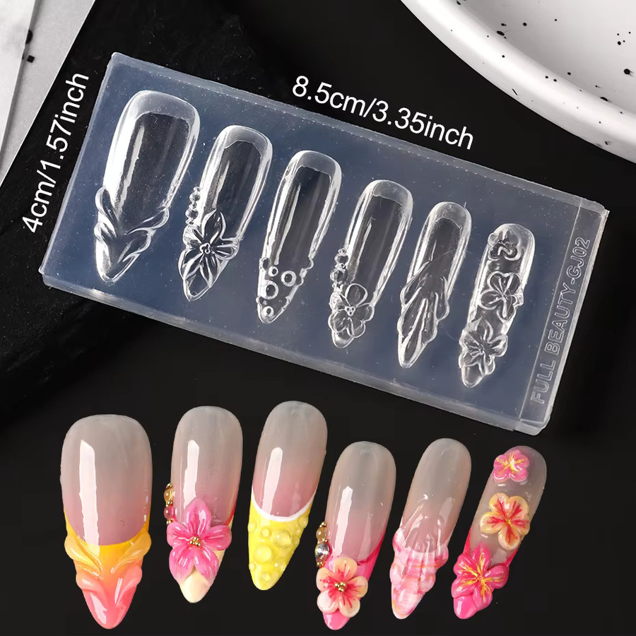 Full Beauty 3D Blumen-Nagelkunst Silikonform, Schablone für Nageldesign - Bild 2