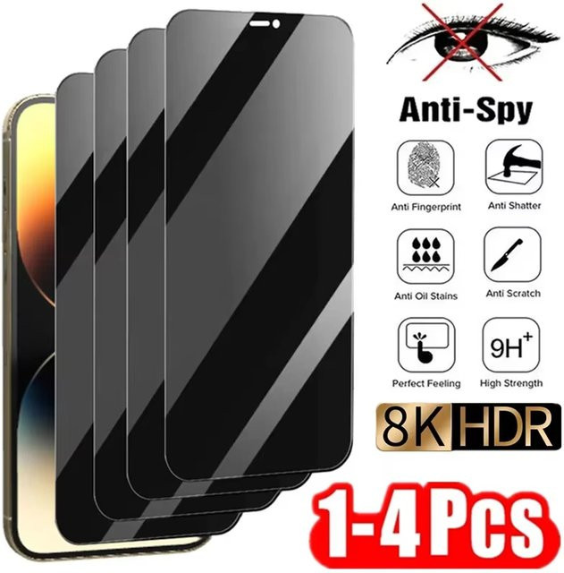 Xiaomi Sichtschutz-Displayschutzfolie aus gehärtetem Glas für Redmi Note 15 Pro 5G 14 13 12 11 10 11S 10S 15C 14C 13C 12C 10C A3, transparent - Bild 1