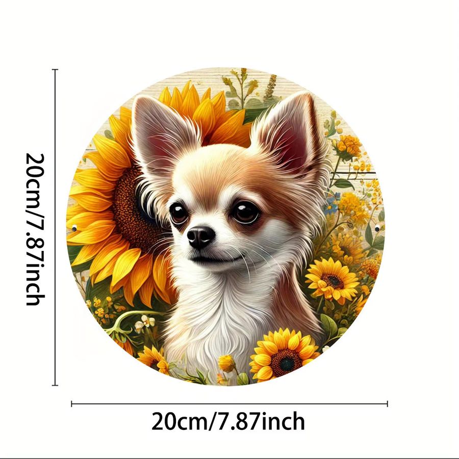 Rundes Metallschild mit Chihuahua-Hund von Potdemiel, Durchmesser: 20,3 cm - Bild 2