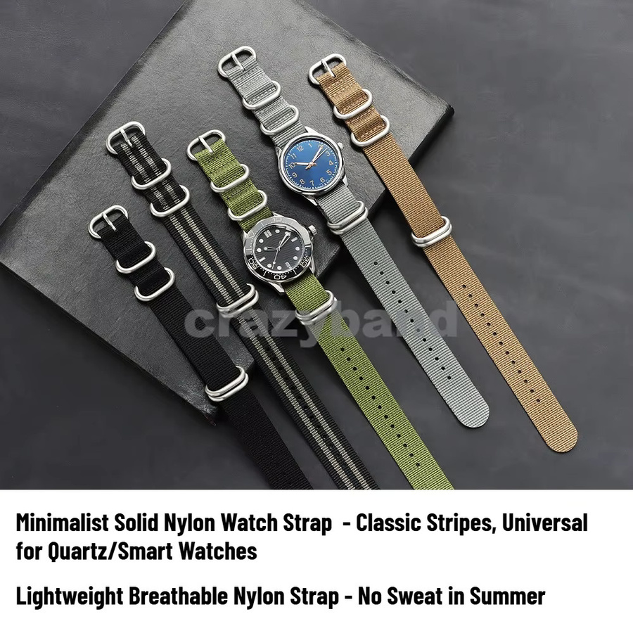 crazyband Uhrenarmband Textil/NATO, Schwarz, Unisex - Bild 3