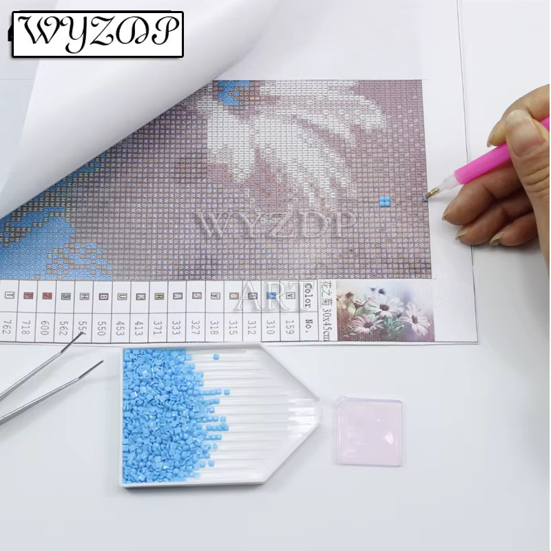 WYZDP Diamant-Malerei-Set Cartoon-Mädchen mit floralem Motiv, Diamond Painting Set in Multicolour, Breite: 30,0 cm - Bild 2