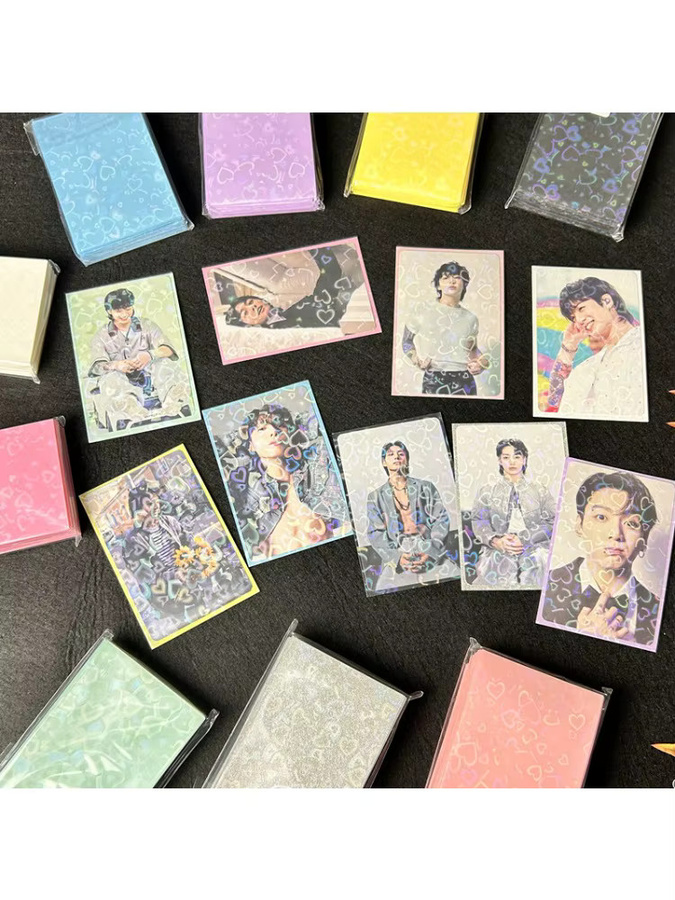 50 Stück Laser-Herz Top-Load Fotokarten Schutzhüllen im Popcorn-Stil für Kpop und Spielkarten, Farbe: Pink, B/H: 61 x 91 mm - Bild 5