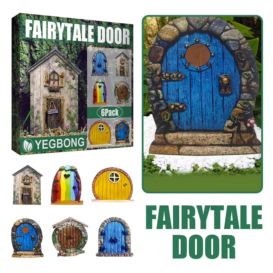 6er Set Miniatur Fee und Gnome Figuren aus Holz für Garten und Outdoor Dekoration in Mehrfarben - Bild 2