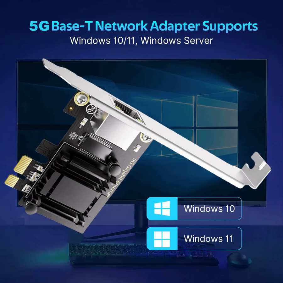 Realtek PCIe zu RJ45 Netzwerkkarte 5 Gbit/s Ethernet Adapter in Schwarz - Bild 2