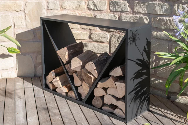 Westmann modernes Kaminholzregal aus Stahl in Schwarz, B/T/H: 114,5 x 35 x 80 cm - Bild 1