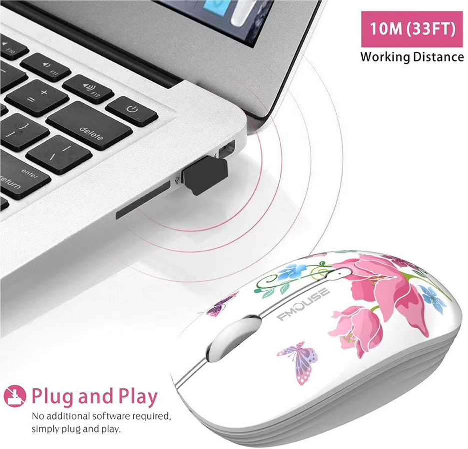 M101 Ergonomische kabellose Maus mit 2,4G USB-Empfänger, optische Cartoon Maus für Laptop und Kind, leise Klicks - Bild 2