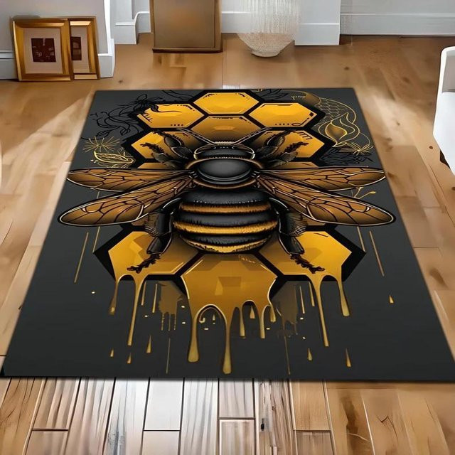 Lodestar Waben-Küchenteppich mit Bienenstock-Design, rutschfest und waschbar, Mehrfarbig, Breite: 40 cm, Länge: 60 cm - Bild 1
