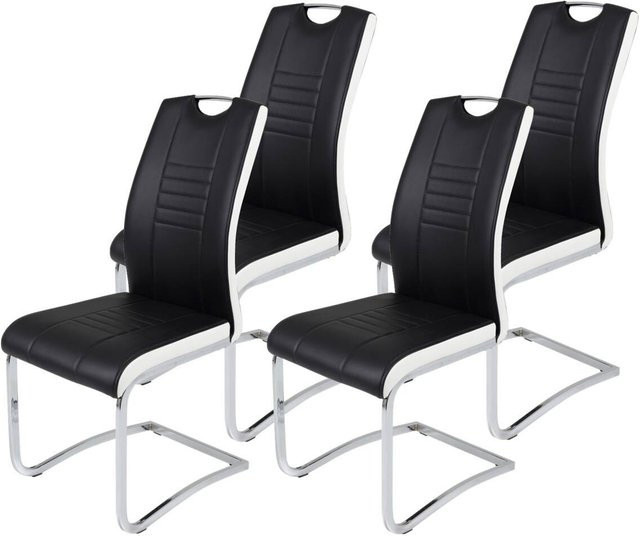 4er Set Schwingstühle Hela in Schwarz und Weiß aus Kunstleder mit Metallgestell, B/H/T: 43 x 99 x 61 cm - Bild 1