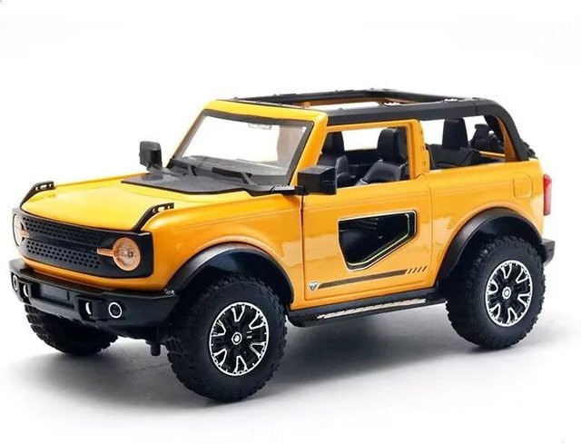 Linyi toy car Ford Bronco Lima SUV, Modellauto, 1:24, Metall, Gelb, mit Licht und Sound - Bild 1