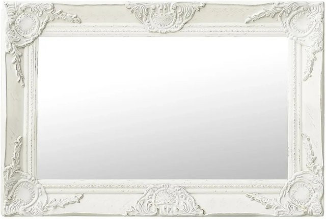 vidaXL Wandspiegel im Barock-Stil in Weiß, Rechteckig, B: 60 cm, H: 40 cm - Bild 1