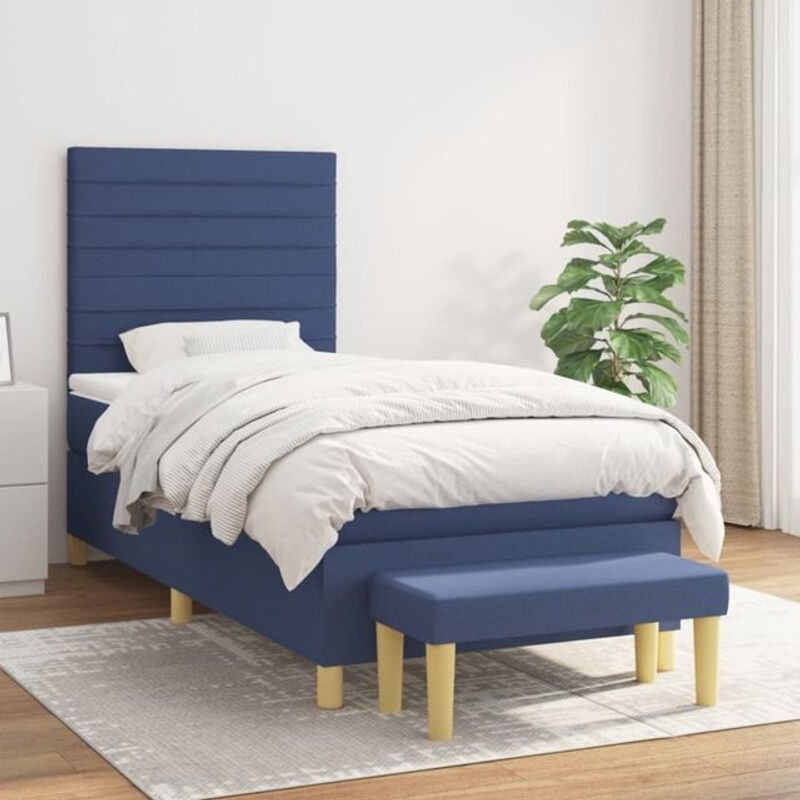 Vidaxl Boxspringbett mit Matratze in Blau aus Stoff, B/T/H: 200 x 100 x 118 cm - Bild 1