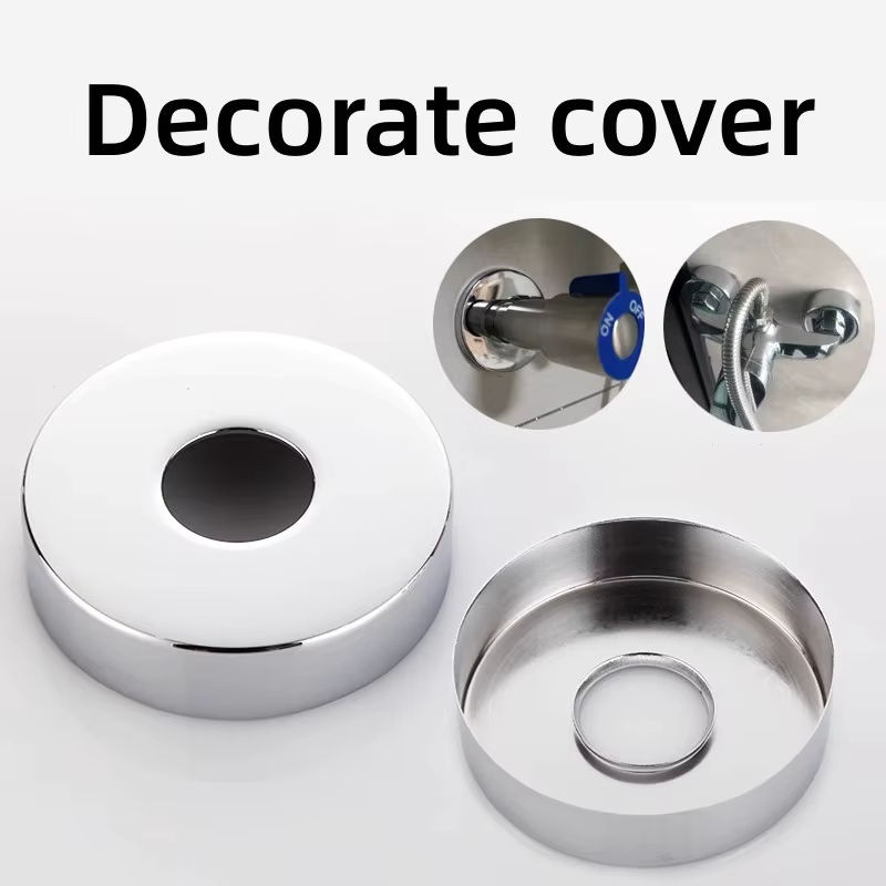 2er-Set Edelstahl Wasserrohrverbinder und dekorative Abdeckplatten für Wand Eckventile in Chrom, 1/2 Zoll und 3/4 Zoll, Farbe: Silber - Bild 2