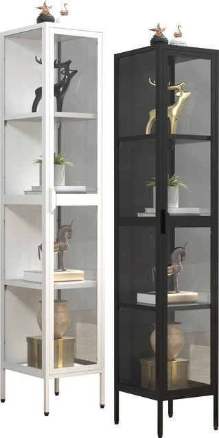 VCM Glasvitrine Floka XL stehend in Weiß mit ESG-Sicherheitsglas, H x B x T: 160 x 30 x 35 cm - Bild 1