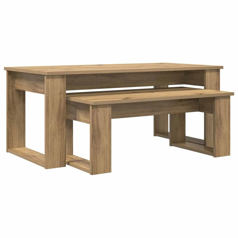 vidaXL Kaffeetisch Set 2-teilig in Artisan-Eiche, moderner Couchtisch aus Holzwerkstoff, braun - Bild 2