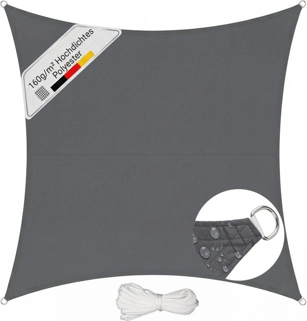 Sunula Sonnensegel für Balkon und Terrasse aus Polyester mit UV-Schutz, rechteckig, Anthrazit, B x B: 3 x 3 m - Bild 1