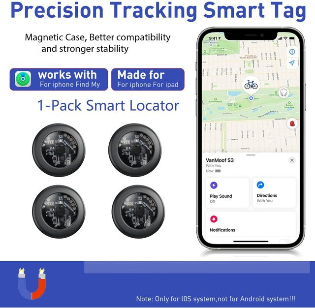 Bluetooth Fahrzeug-Smart-Ortungsgerät in Schwarz, kompatibel mit der Find My App für iOS, zur Ortung von Fahrzeugen und Schlüsseln - Bild 1