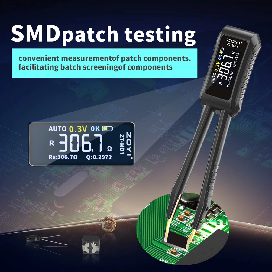 ZOYI MD1 Digitale Smart-Pinzette LCR SMD ESR Tester für Widerstand, Kapazität, Induktivität, Durchgang und Dioden in Schwarz - Bild 2