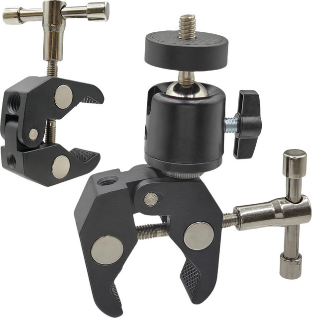 Mteal Super Clamp mit 360 Grad Mini Kugelkopf und 1/4 Zoll Schnellspanner Klemmhalterung in Schwarz für DSLR und Action Kamera - Bild 1