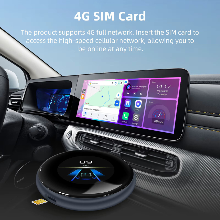 Ezonetronics Wireless CarPlay AI Box mit Android 13, 4+64GB, Dual-WLAN und 4 SIM-Karten, Schwarz - Bild 6
