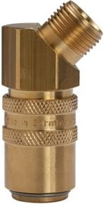 Riegler Temperierkupplung DN 9 mit Außengewindeanschluss M16x1,5 45 Grad aus Messing in Gold - Bild 1