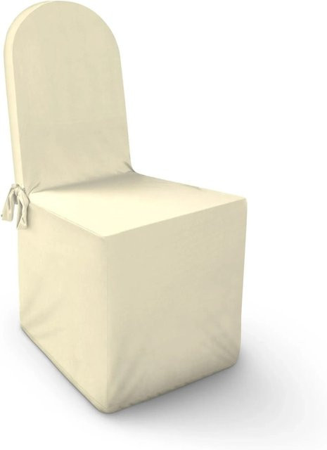 Bestlivings Stuhlhusse für Esszimmerstühle mit rundem Abschluss in Creme/Beige aus Polyester mit Bindebändern - Bild 1