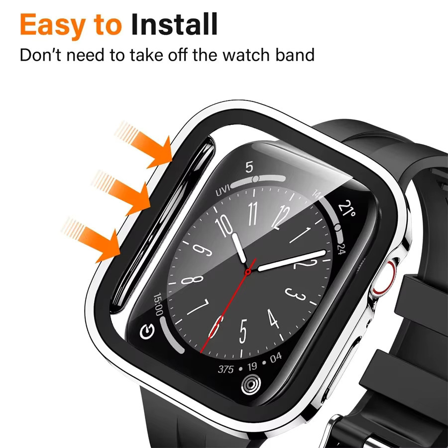 PEO Uhrenzubehör, Displayschutzfolie für Apple Watch, Edelstahl, Silber, Unisex - Bild 2