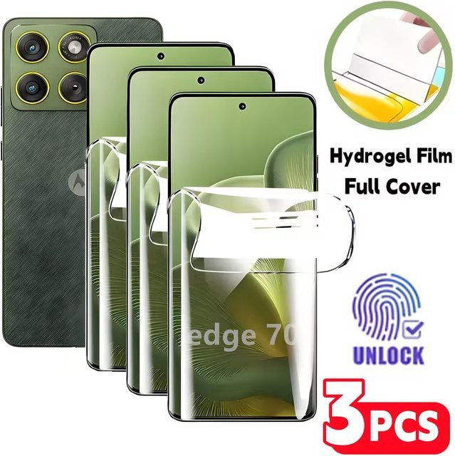 3 Stück Hydrogel-Displayschutzfolien für Motorola Moto Edge 40 Edge 50 Ultra Pro 60 Stylus 70 Fusion Plus, transparent - Bild 1