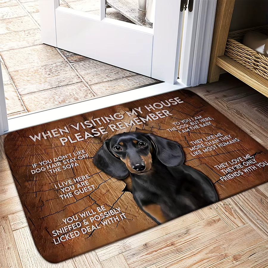 Rutschfeste Dackel-Fußmatte in Braun mit Pfotenmotiv, maschinenwaschbare Polyester-Fußmatte für Haustierliebhaber, B/T: 60 x 40 cm - Bild 3