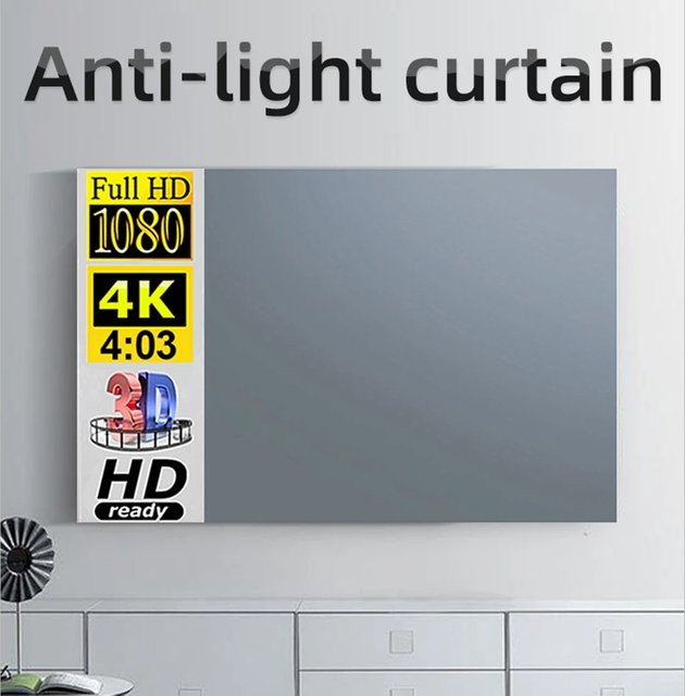 Hochauflösende 4K-Projektionsleinwand mit Blendschutz in Grau, 60-110 Zoll, ohne Bohren installierbar - Bild 1