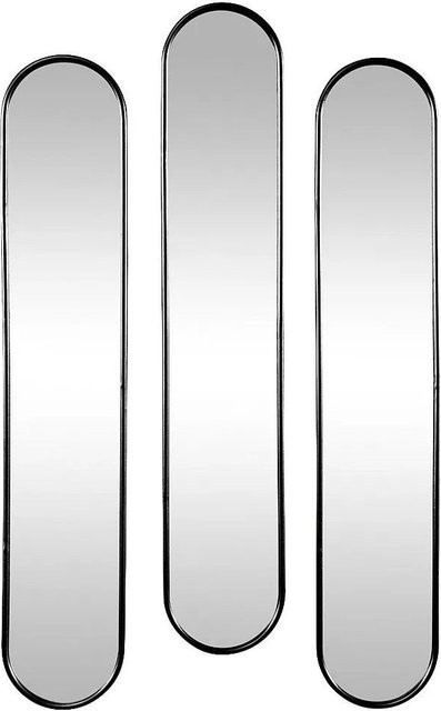 Vente-unique Wandspiegel Jaylen Schwarz, ovaler Metallspiegel, Höhe: 120 cm, Breite: 23 cm - Bild 1
