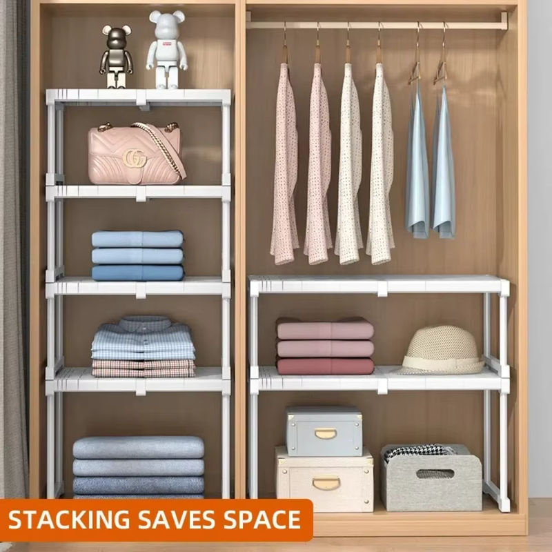 Meltset Kleiderschrank Organizer in Weiß mit verstellbaren Regalen und modernem Design - Bild 2