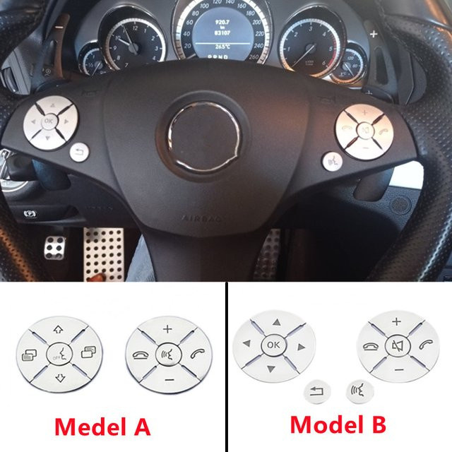 Lenkrad Knopfhalter Trimm Abdeckung Aufkleber passend für Mercedes Benz E C S GLK R ML SLK Klasse W212 W204 - Bild 1