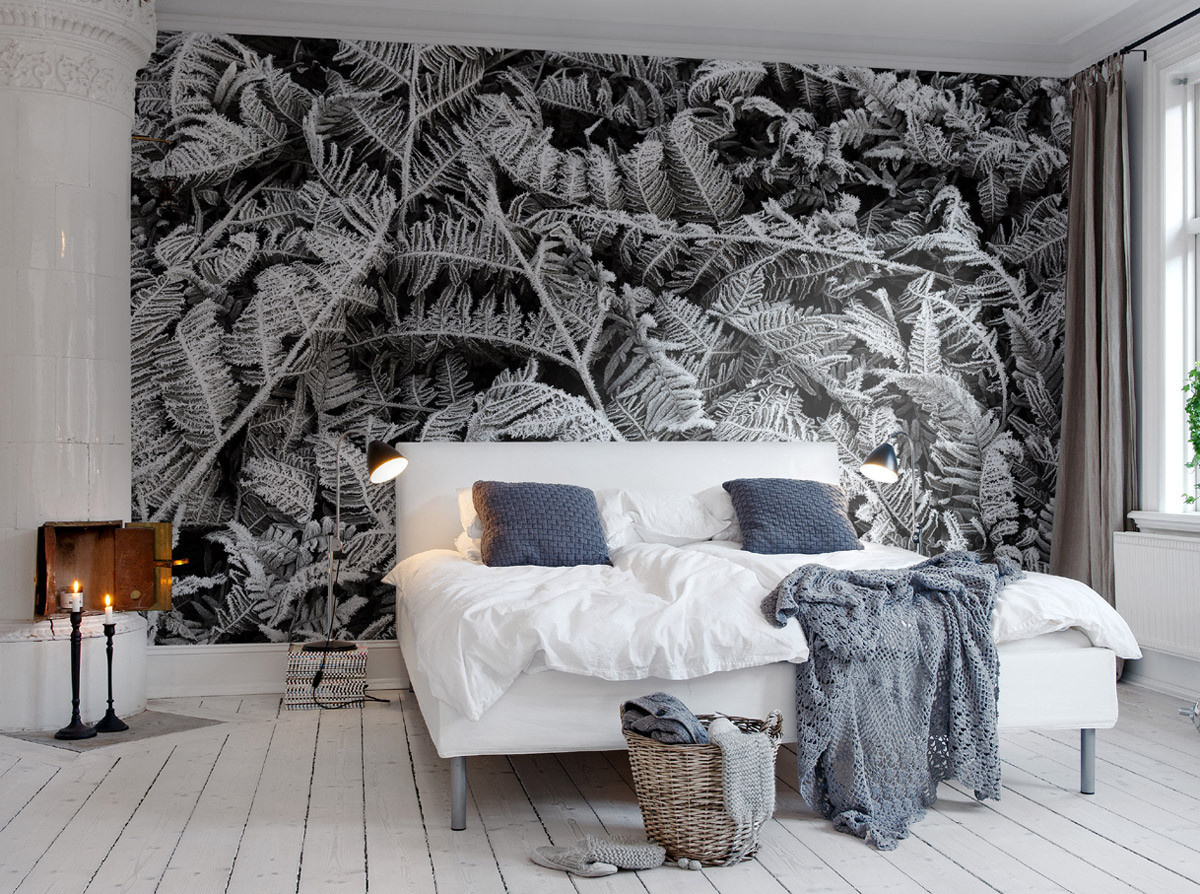 Rebel Walls Mural Frost Leaf Wandtattoo in Grau im skandinavischen Floral-Design - Bild 2