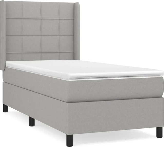 vidaXL Boxspringbett Hybrid mit Matratze und Taschenfederkern, Farbe Grau, B/T/H: 80 x 200 x 128 cm - Bild 1