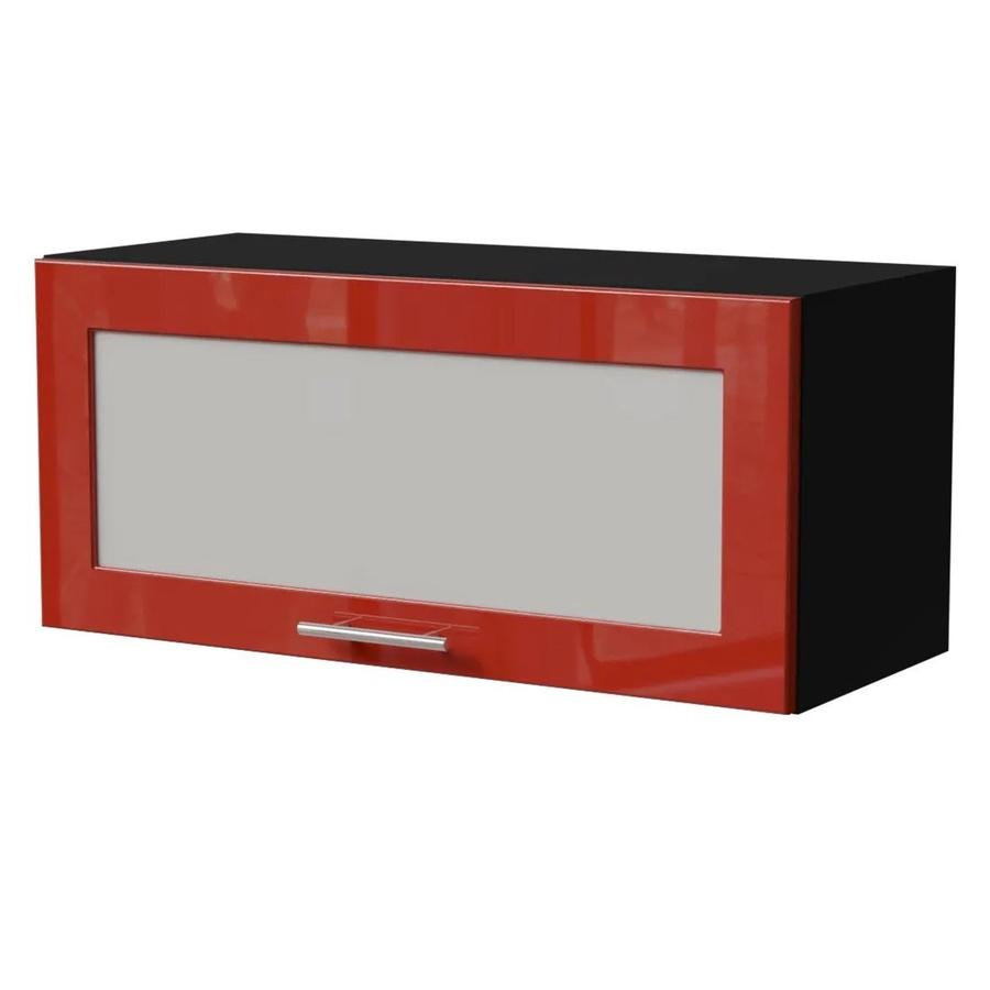 Feldmann-Wohnen Klapphängeschrank Brerra W4BS/80 WKF in Schwarz und Karminrot Hochglanz mit Glastüren und Soft-Close, B/T/H: 80 x 32,5 x 36 cm - Bild 2