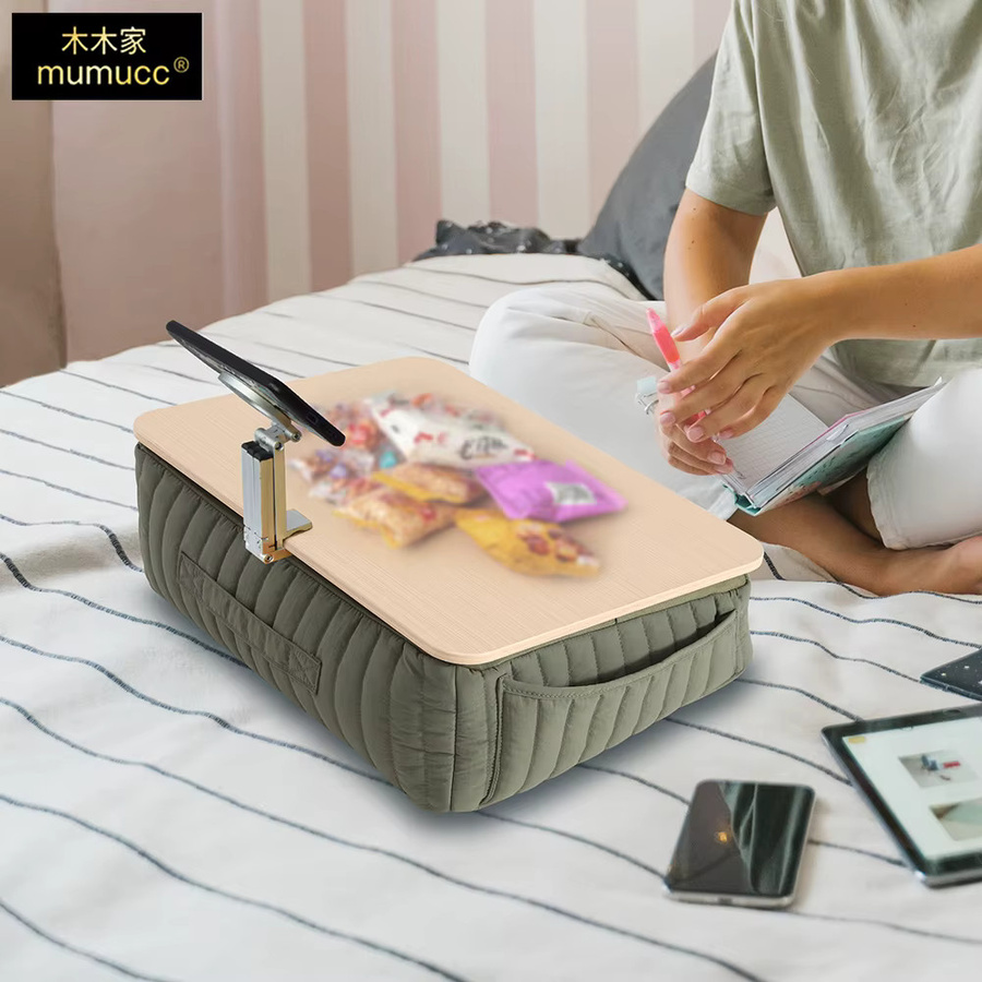MUMUCC Multifunktionaler Laptop-Schreibtisch in Grün, höhenverstellbarer Computer-Schreibtisch mit abnehmbarem und waschbarem Polster für Home-Office und Freizeit - Bild 3