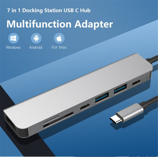 MZX 7-in-1 USB-C Dockingstation mit 4K HDMI und USB-Hub Multi-Adapter für deinen Laptop - Bild 1