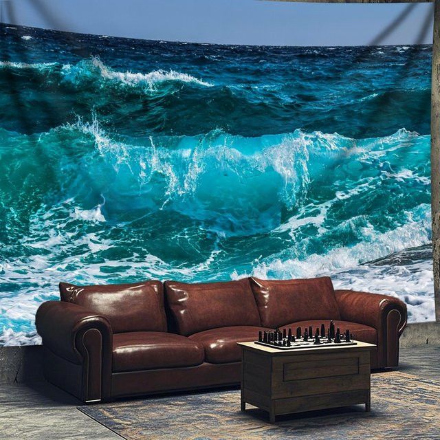 VIKAMA Wandteppich Surfing Wave Sommerlandschaft im Aesthetic Design für dein Wohnzimmer, Schlafzimmer oder Büro - Bild 1