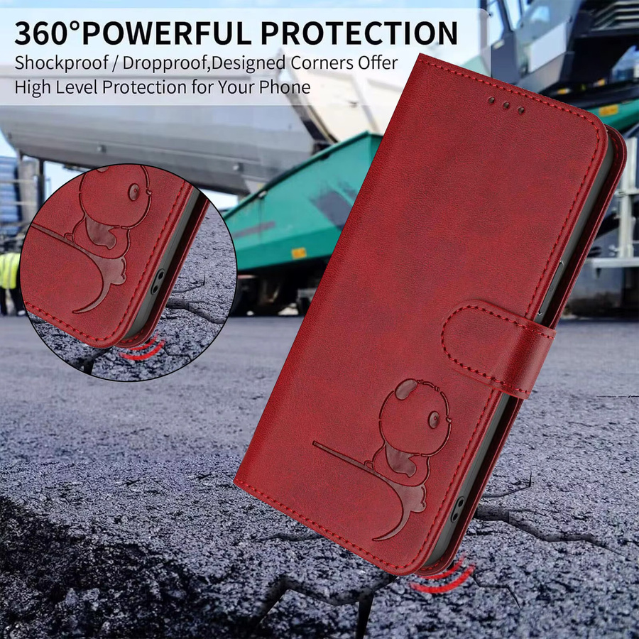 3D Bär Leder Handyhülle als Brieftaschen-Etui für Samsung Galaxy Modelle in Pink oder Rot - Bild 4