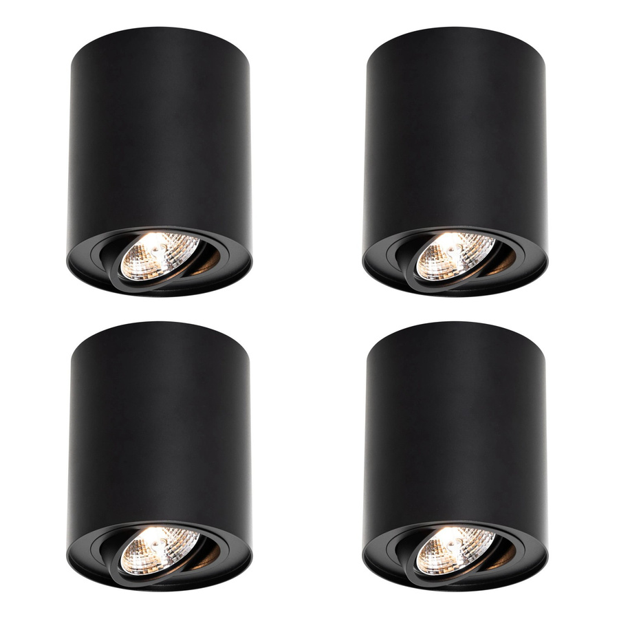 QAZQA Set mit 4 modernen Deckenstrahlern Rondoo Up in Schwarz, verstellbar und dimmbar, Aluminium, GU10 - Bild 2