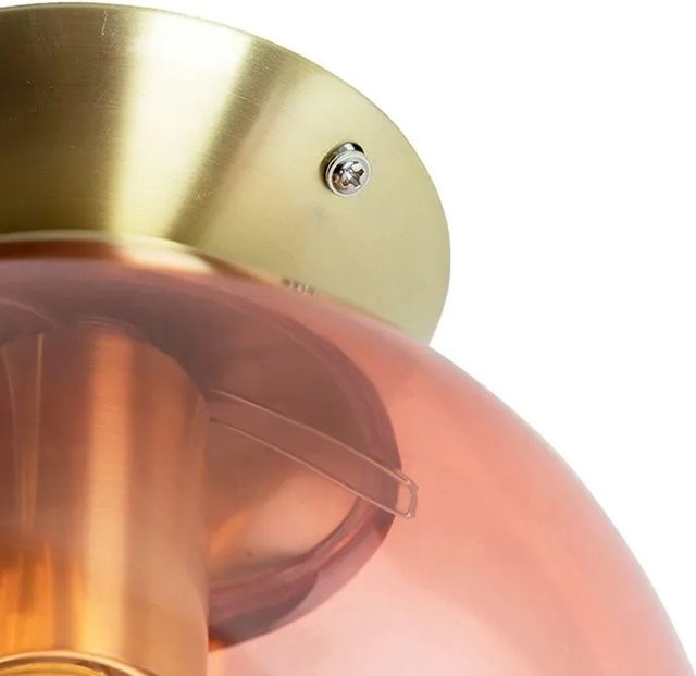 QAZQA Art Deco Deckenlampe aus Messing mit rosa Glas und E27 Fassung, dimmbar - Bild 1