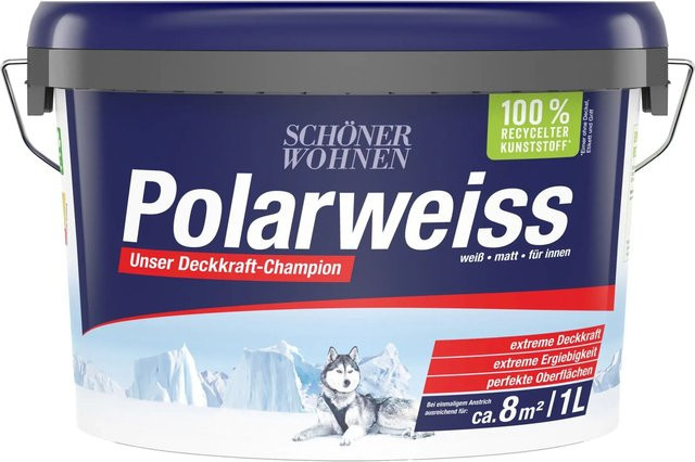 Schöner Wohnen Innen- und Wandfarbe Polarweiss Matt, Dispersion, 1,0 l - Bild 1