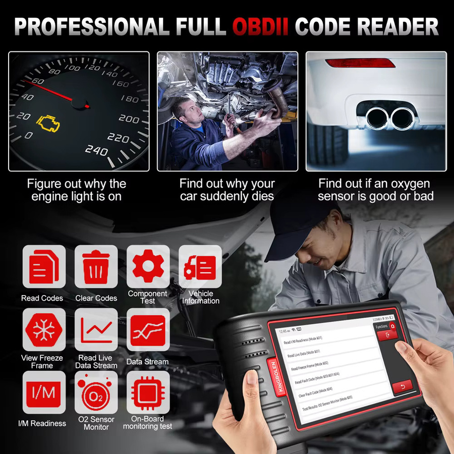 KINGBOLEN S6 Vollsystem-OBD2-Scanner professionelles Diagnosetool mit 28 Reset-Funktionen und EOBD-Scan-Tool FCA SGW in Schwarz - Bild 3