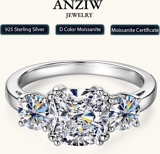 Anziw Moissanit-Ring, 925 Silber, Damen - Bild 1