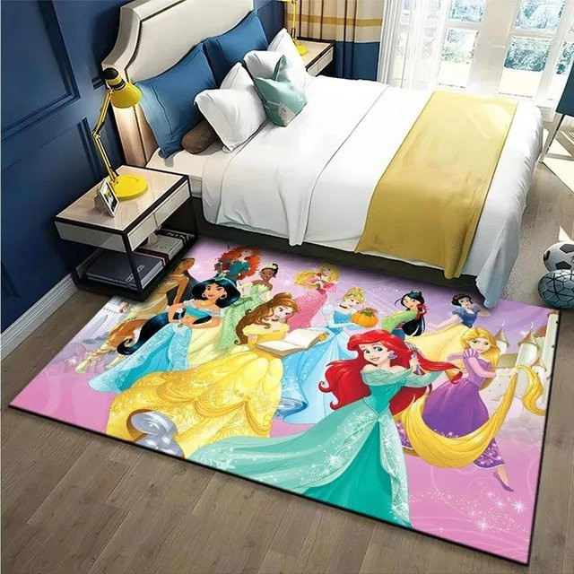 Miniso Disney Prinzessinnen Teppich für Kinderzimmer in Rosa und Multicolour, rutschfest und waschbar, B/T: 80 x 50 cm - Bild 1