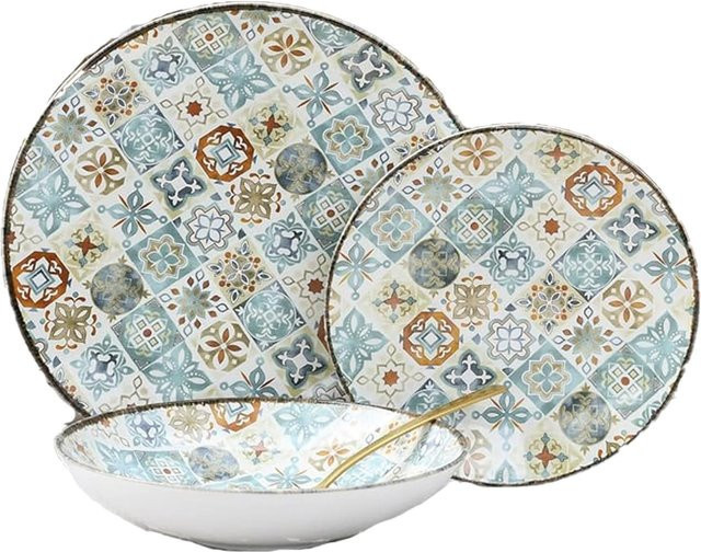CreaTable 12-tlg. Tafelservice Mosaik aus Steinzeug in Blau - Bild 1
