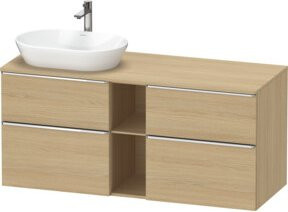 Duravit Waschtischunterschrank D-Neo in Eiche Natur und Chrom, Breite: 140 cm, Tiefe: 55 cm, Höhe: 66,4 cm - Bild 1